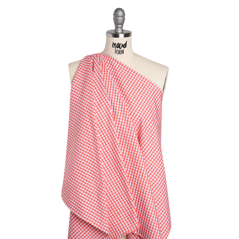 Cotton Oxford Shirting - Bubblegum Pink and White Gingham Checks - Deadstock - Joann Fabrics