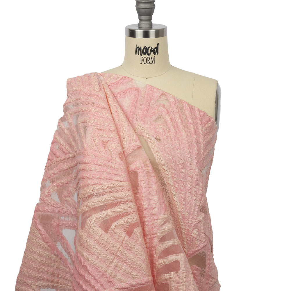 Metallic Pink and Peach Overlapped Nested Triangles Luxury Burnout Brocade - Joann Fabrics
