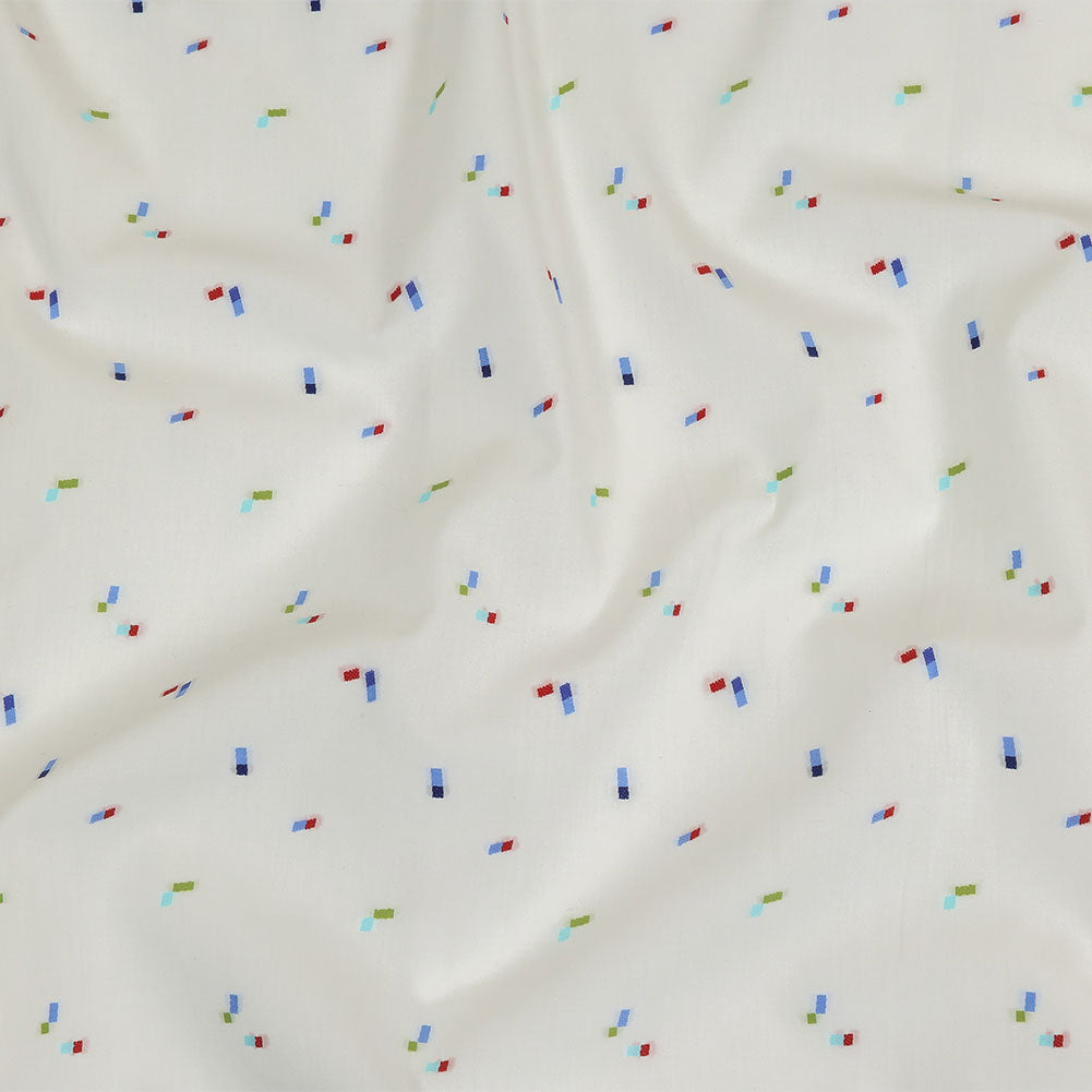 White, Blue and Lime Tossed Rectangles Cotton Jacquard Shirting - Joann Fabrics