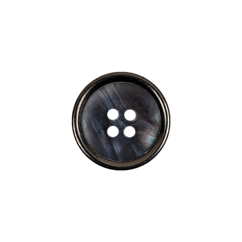Italian Iridescent Gray 4 Hole Button with Gunmetal Rim - 25L/16mm - Joann Fabrics