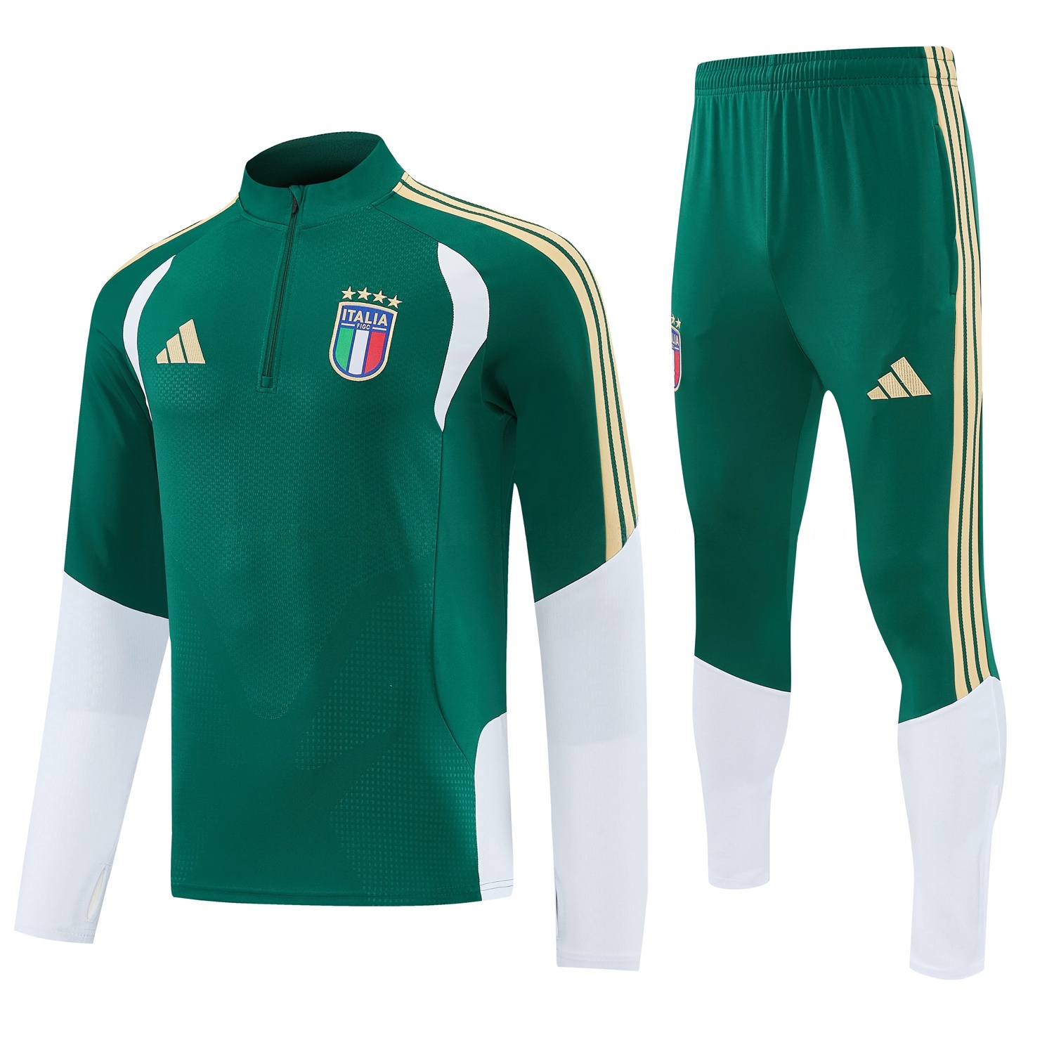 Italy 2026 Long Sleeve Training Set - Green With White Top & Pants - UnitedFutballJersey