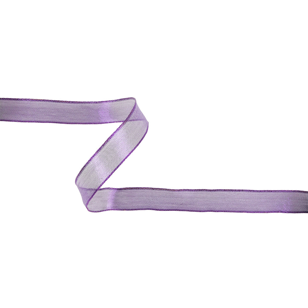 Purple Sheer Woven Ribbon with Wired Edges - 0.75