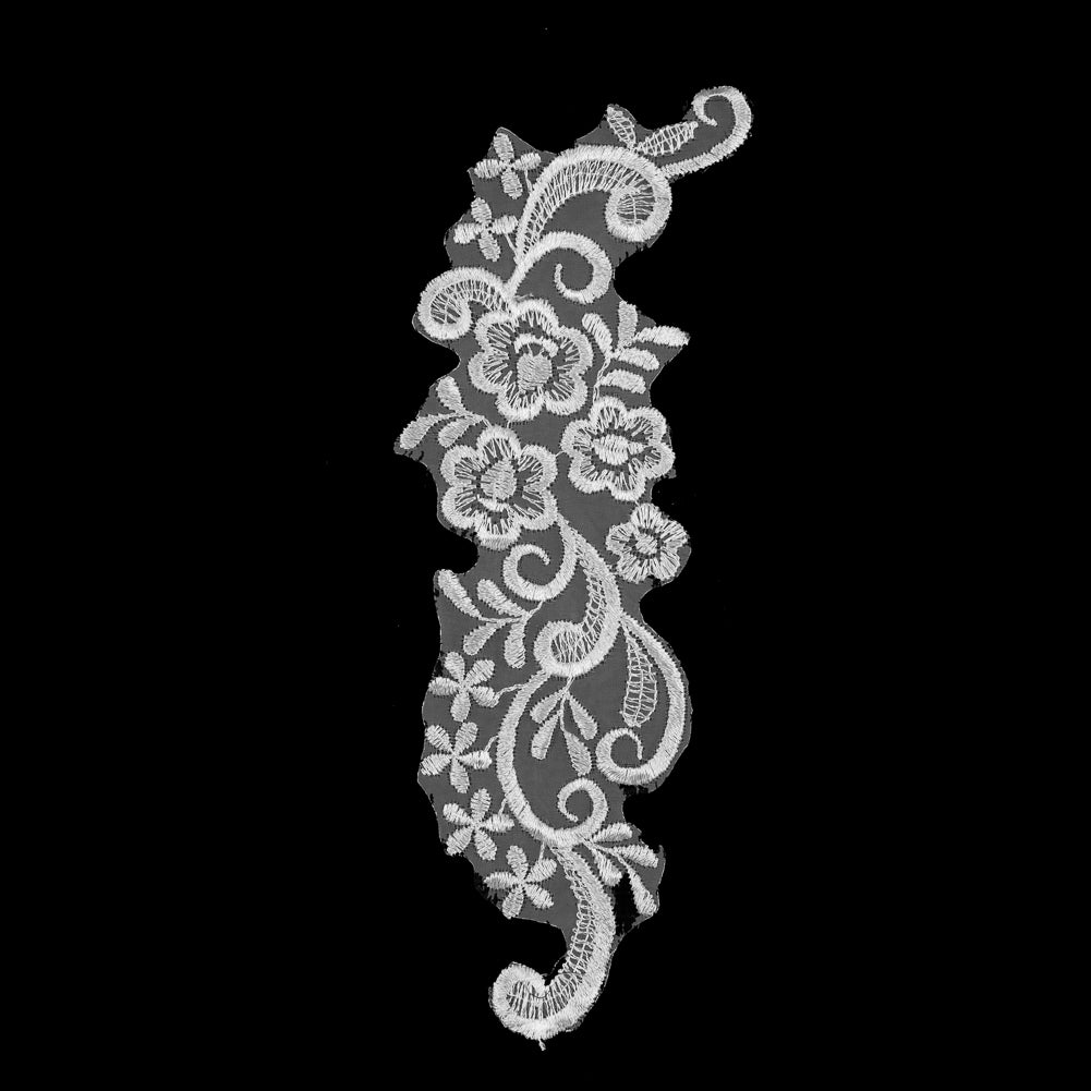 White Embroidered Left-Side Organza Applique - 10