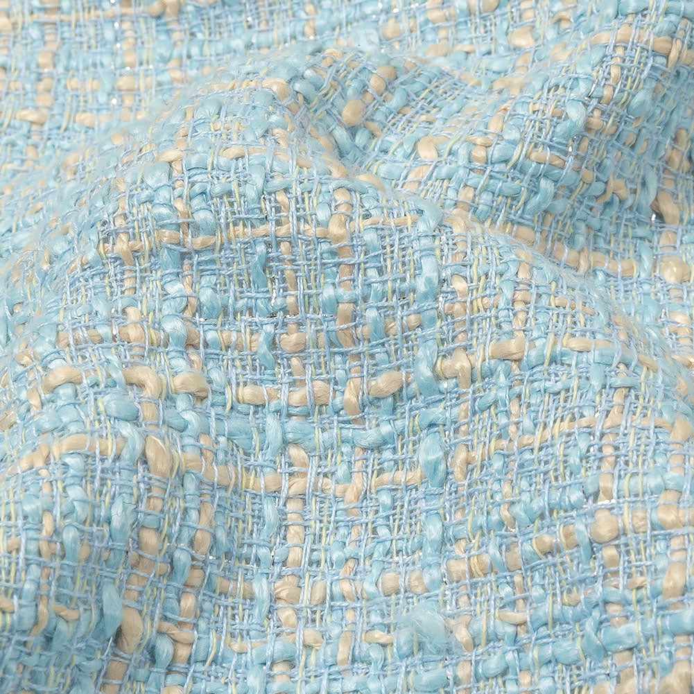 Sky Blue, Oyster White and Metallic Silver Polyester Tweed - Joann Fabrics