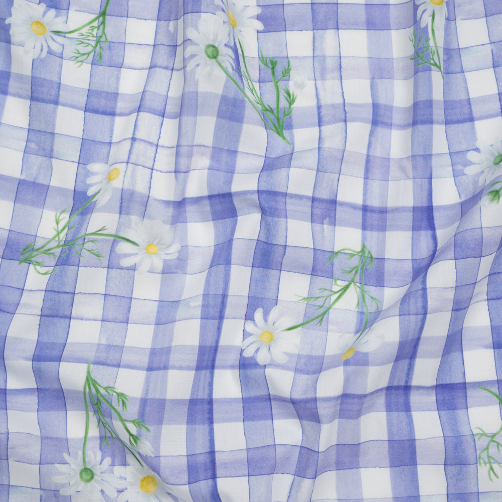 Cotton Poplin Print - Iolite Purple Gingham and Floral - Mood Exclusive Daisy Chain - Joann Fabrics