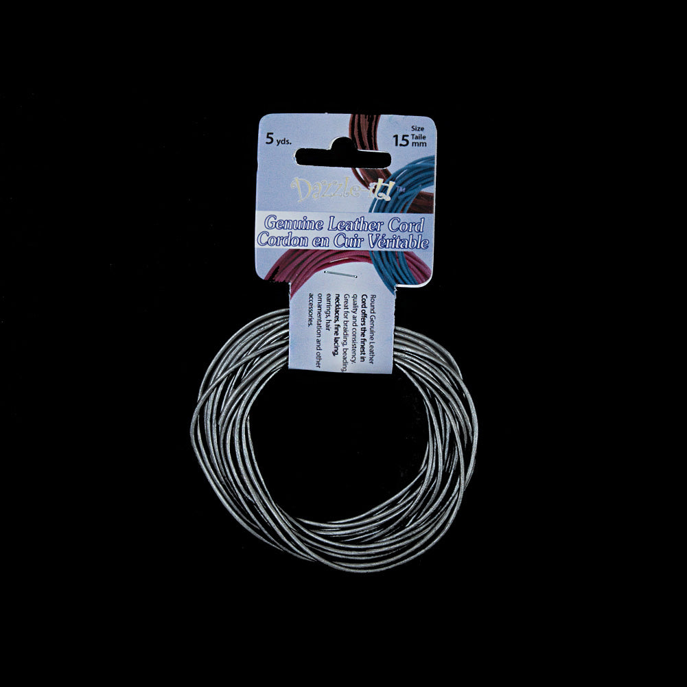 Dazzle-It Metallic Silver Genuine Leather Cord - 1.5mm - Joann Fabrics