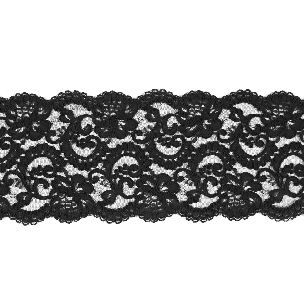 Black Corded Lace Trim - 7.25