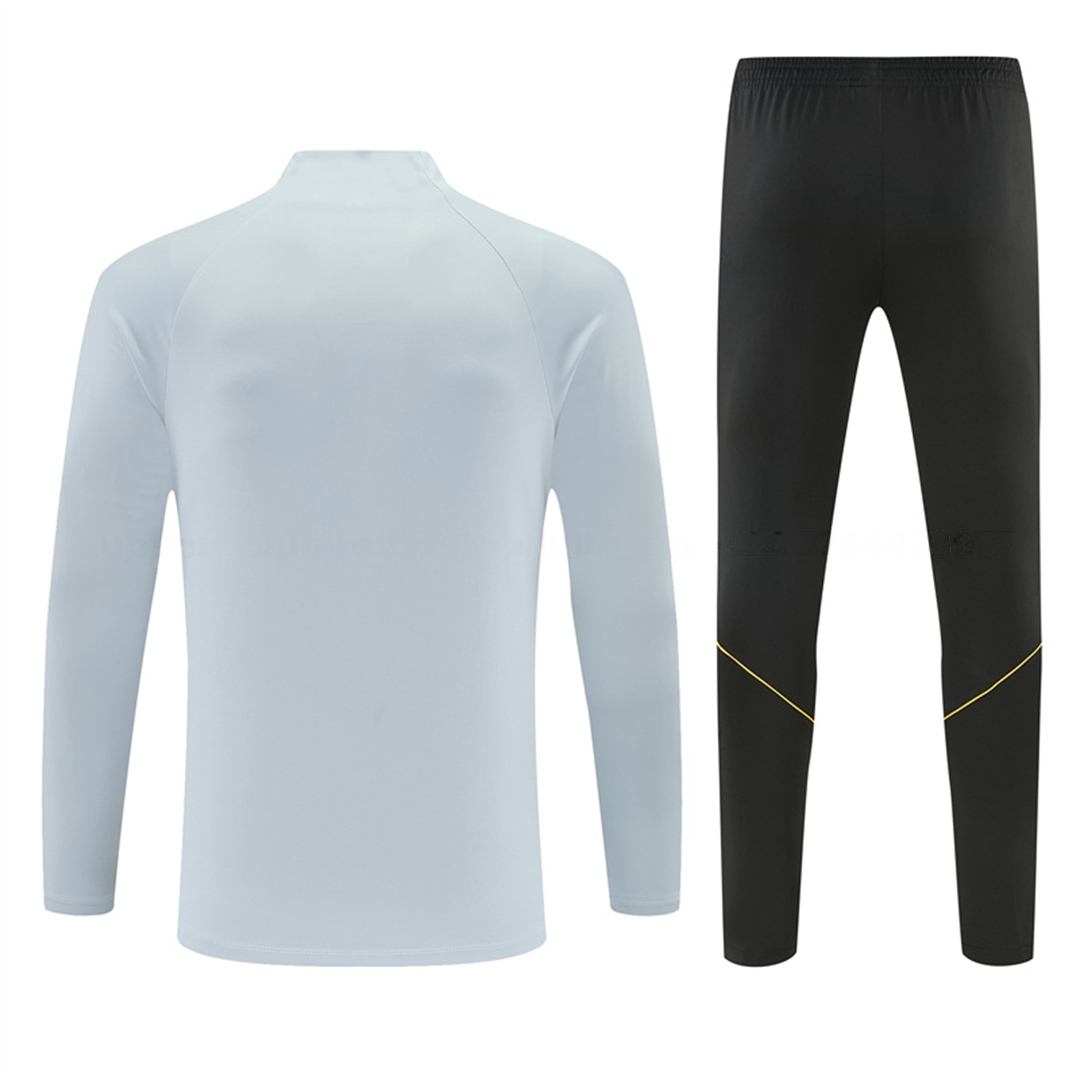 Barcelona 26-27 Long Sleeves Training Set - Light Grey Top & Black Pants - UnitedFutballJersey