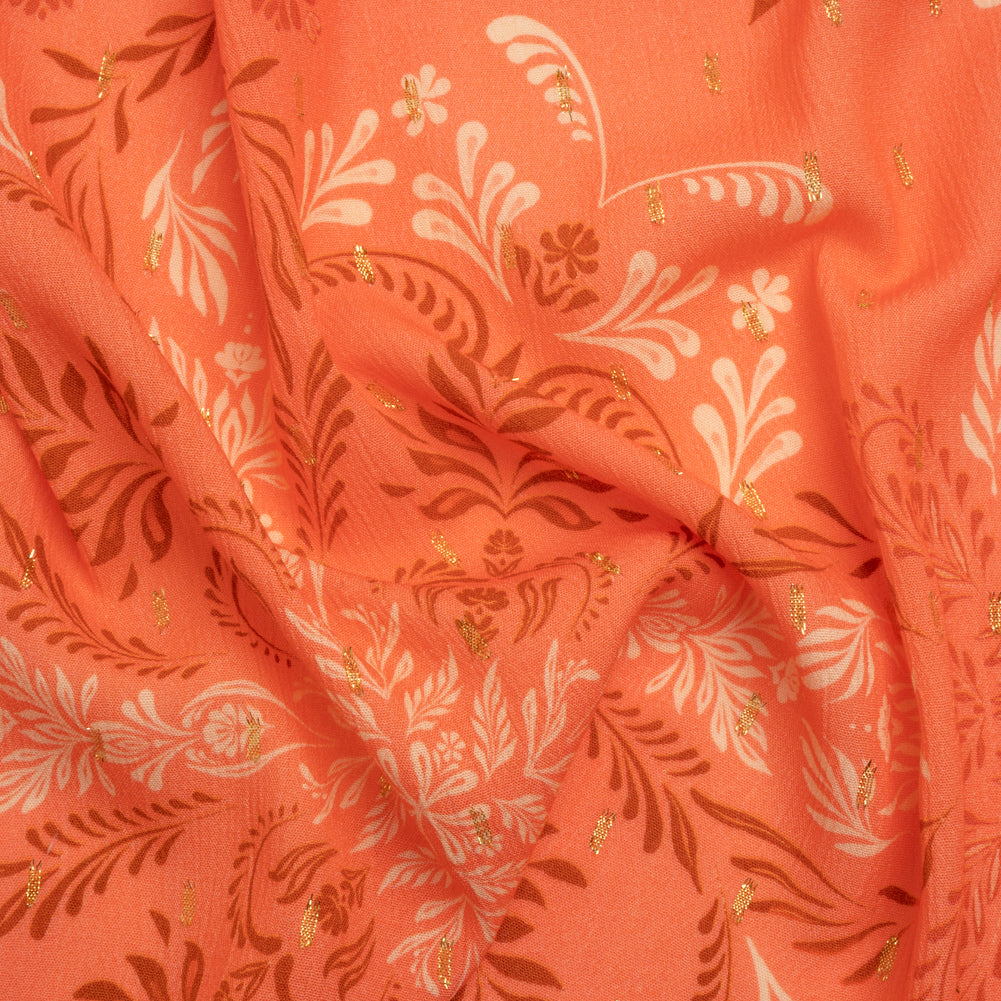 Mood Exclusive Pink Synchronized Snapdragon Metallic Dotted Crinkled Viscose Crepe - Joann Fabrics