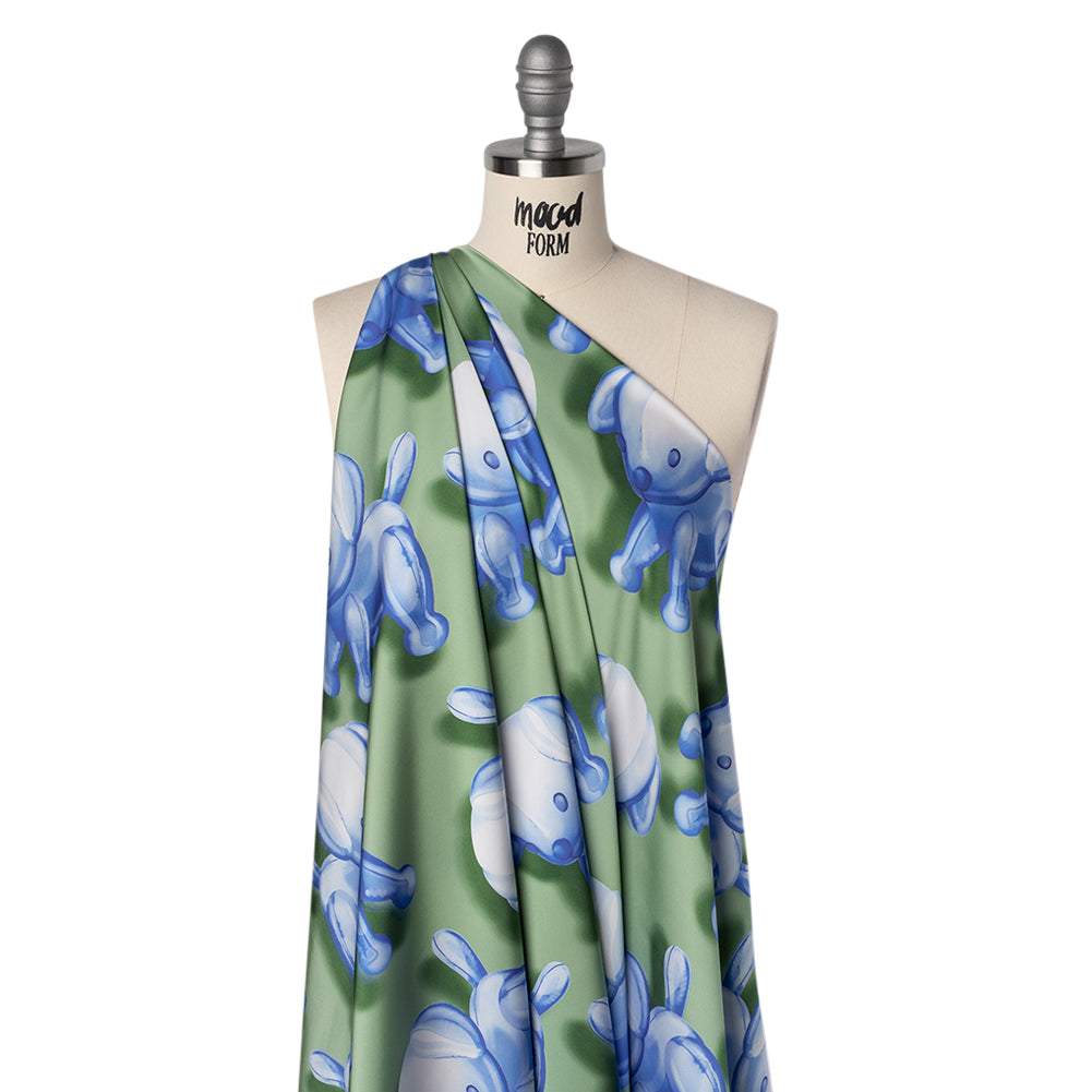 Polyester Satin - Blue and Green Inflatable Dogs - Mood Exclusive Pup Pop Print - Joann Fabrics