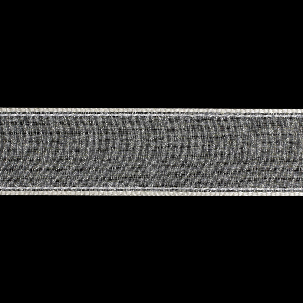Sheer Ribbon with White Stitched Border - 1