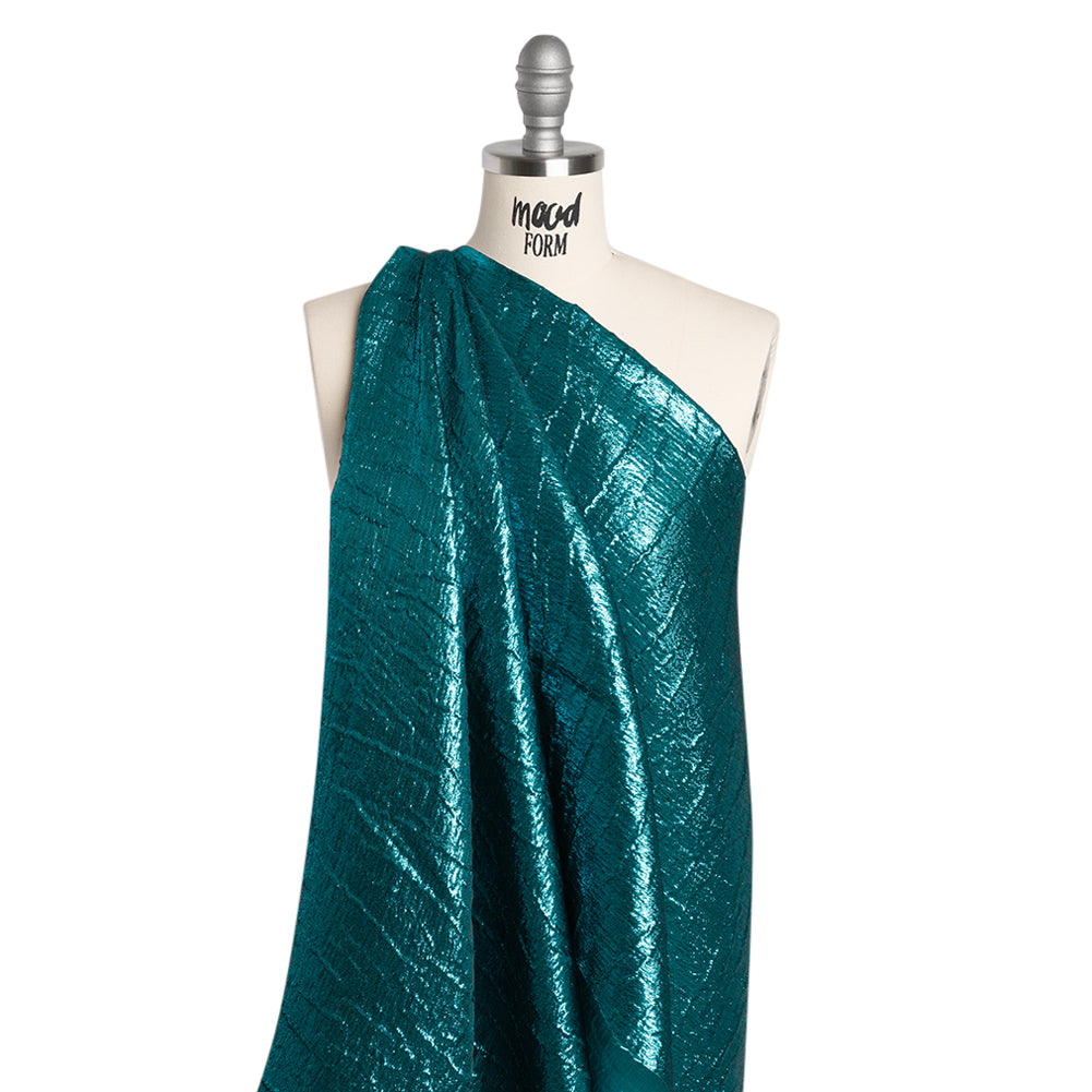 Metallic Brocade - Turquoise Subtle Wrinkles - Kylie Collection - Joann Fabrics