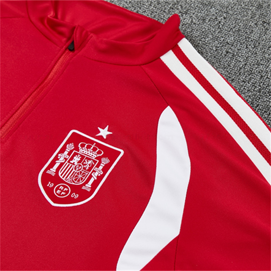 Spain 2026 Kids Long Sleeve Training Set - Red Top & Black Pants - UnitedFutballJersey