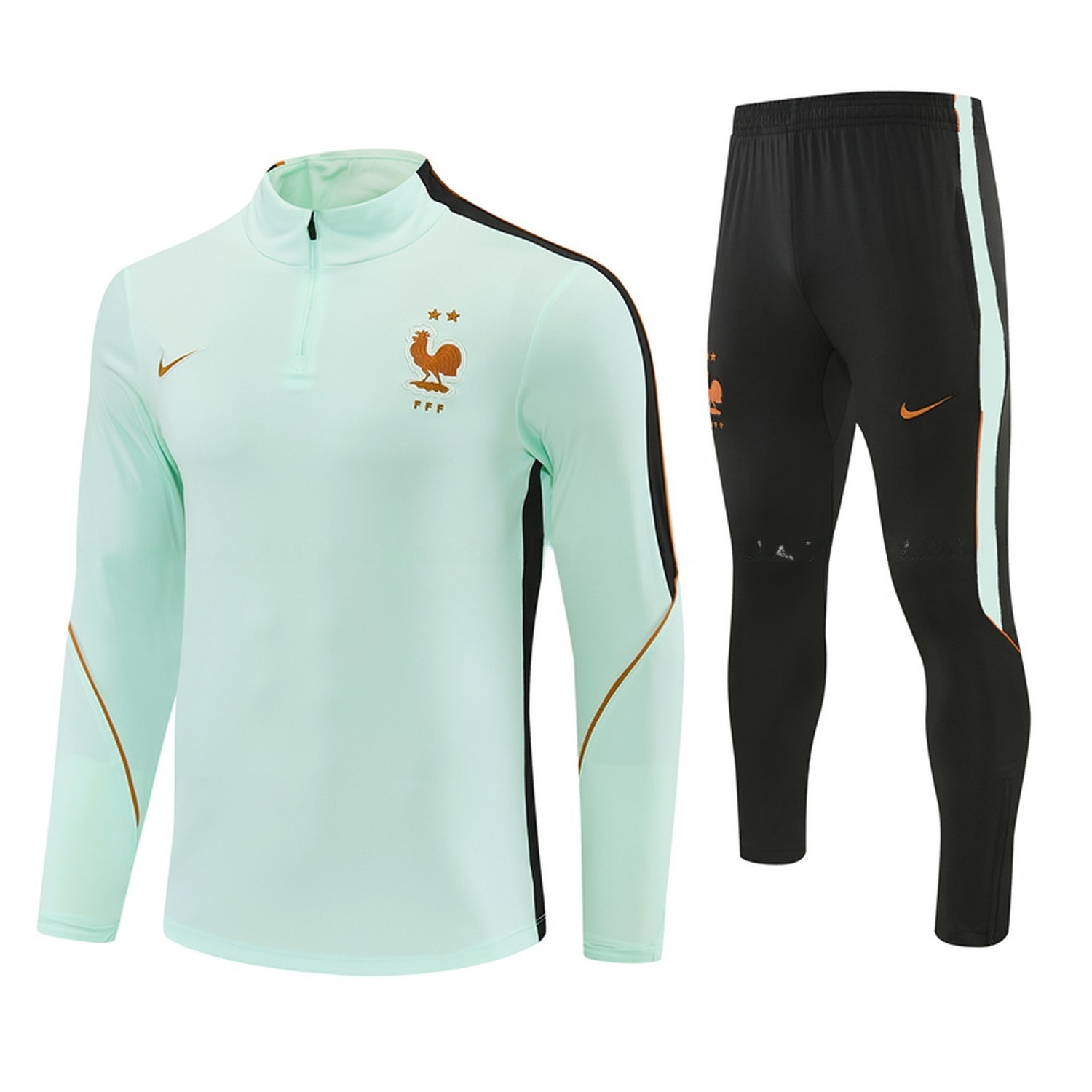 France 2026 Long Sleeve Training Set - Light Green Top & Black Pants - UnitedFutballJersey