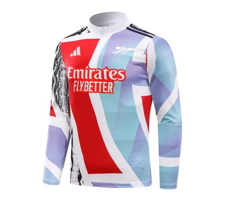 2024/2025 Arsenal Half-Pull Training Suit Red And Blue print Football Shirt 1:1 Thai Quality Set