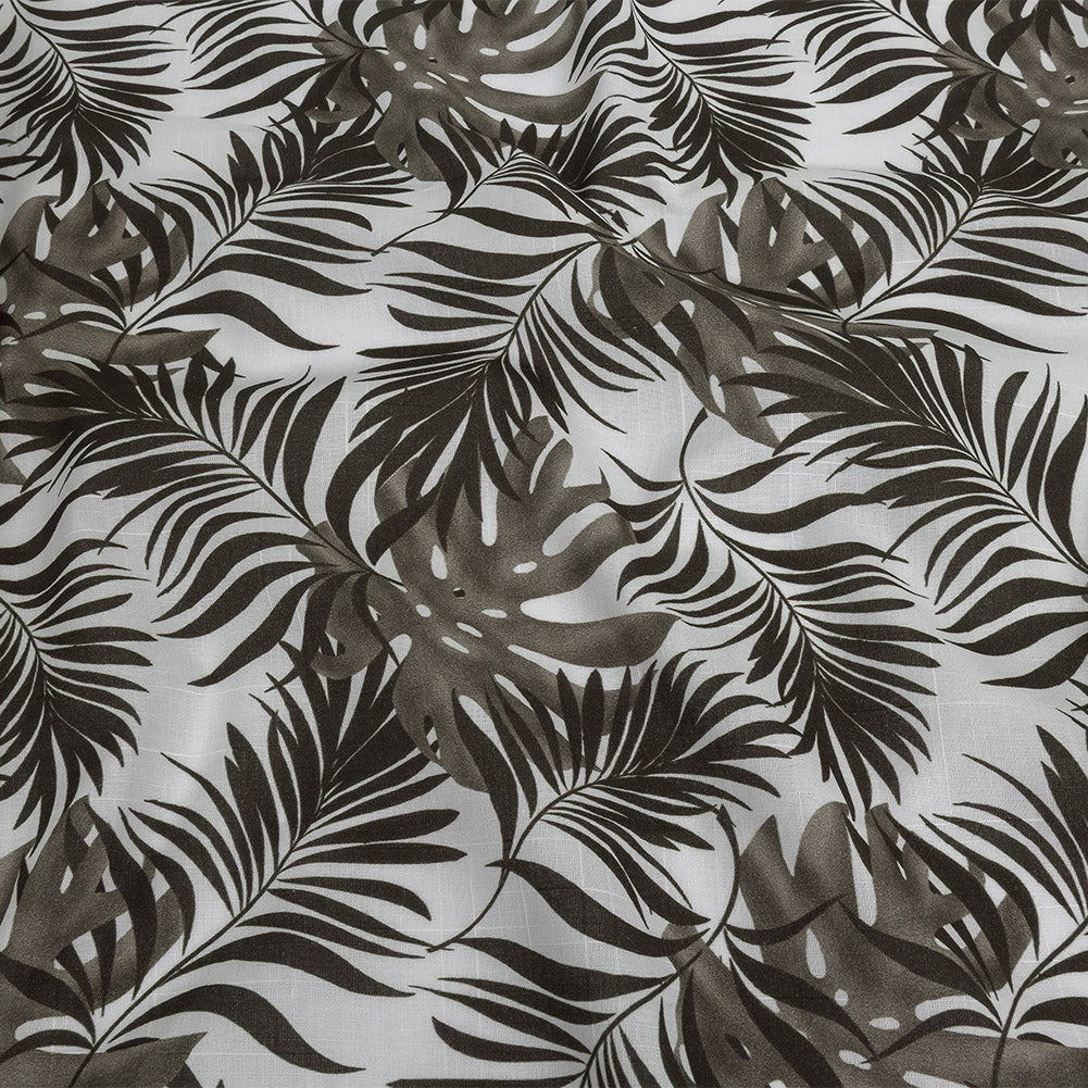 Slubbed Organic Cotton Woven - Major Brown Tropical Leaves - Santos Collection - Joann Fabrics