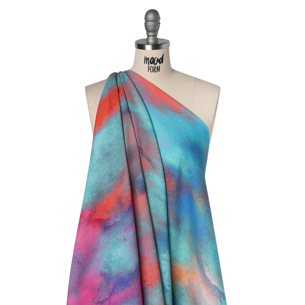 Slubbed Gauzy Cotton Woven - Sky Blue, Bubblegum Pink and Coral Tie Dye - Mood Exclusive To Dye For Print - Joann Fabrics