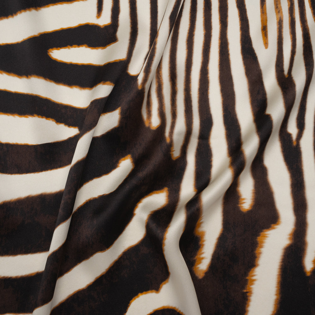 Silk Charmeuse Print 16MM, Made in Italy - Brown and Cream Animal Stripes - Joann Fabrics
