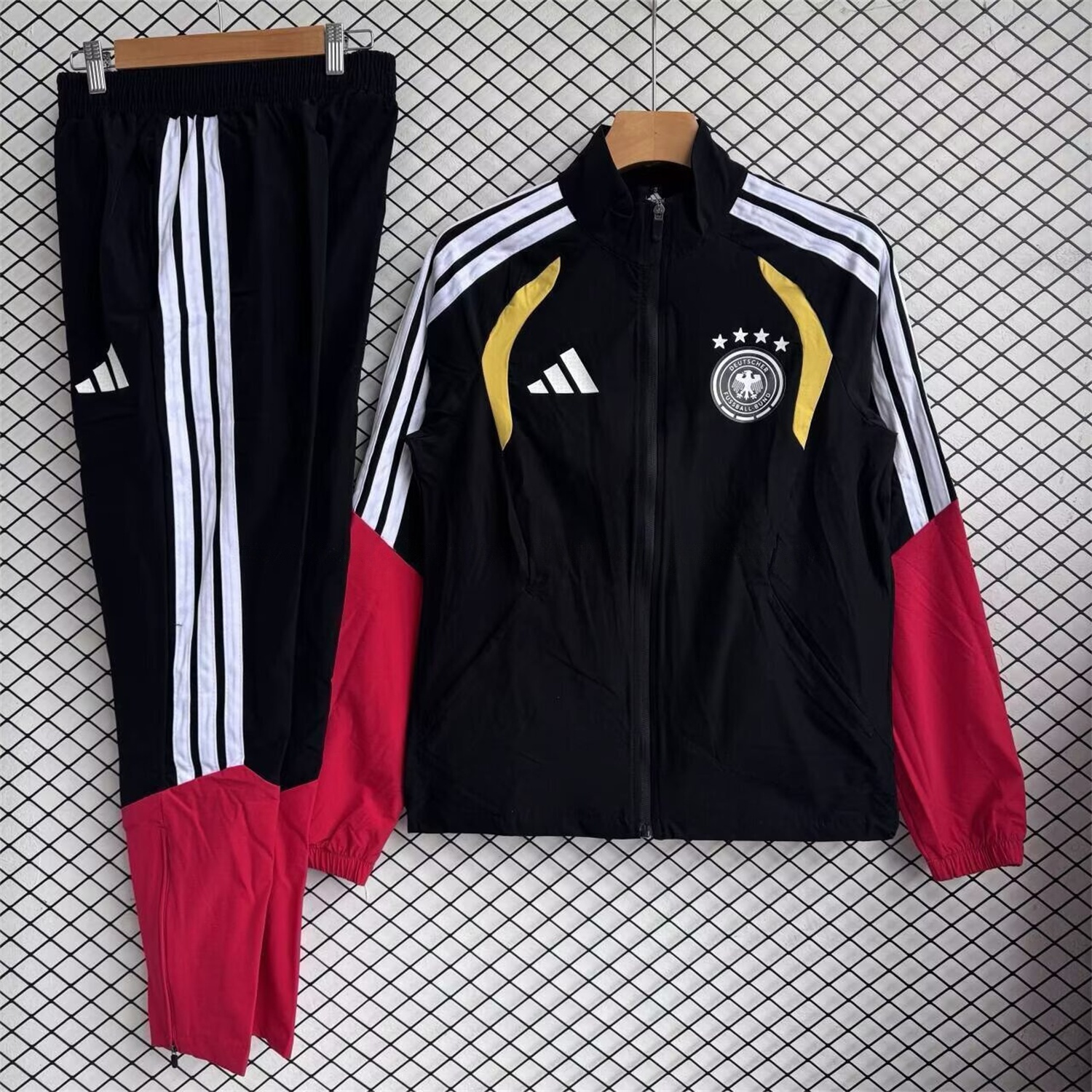 Germany 2026 Windbreaker Training Set - Black Red Top and Pants - UnitedFutballJersey