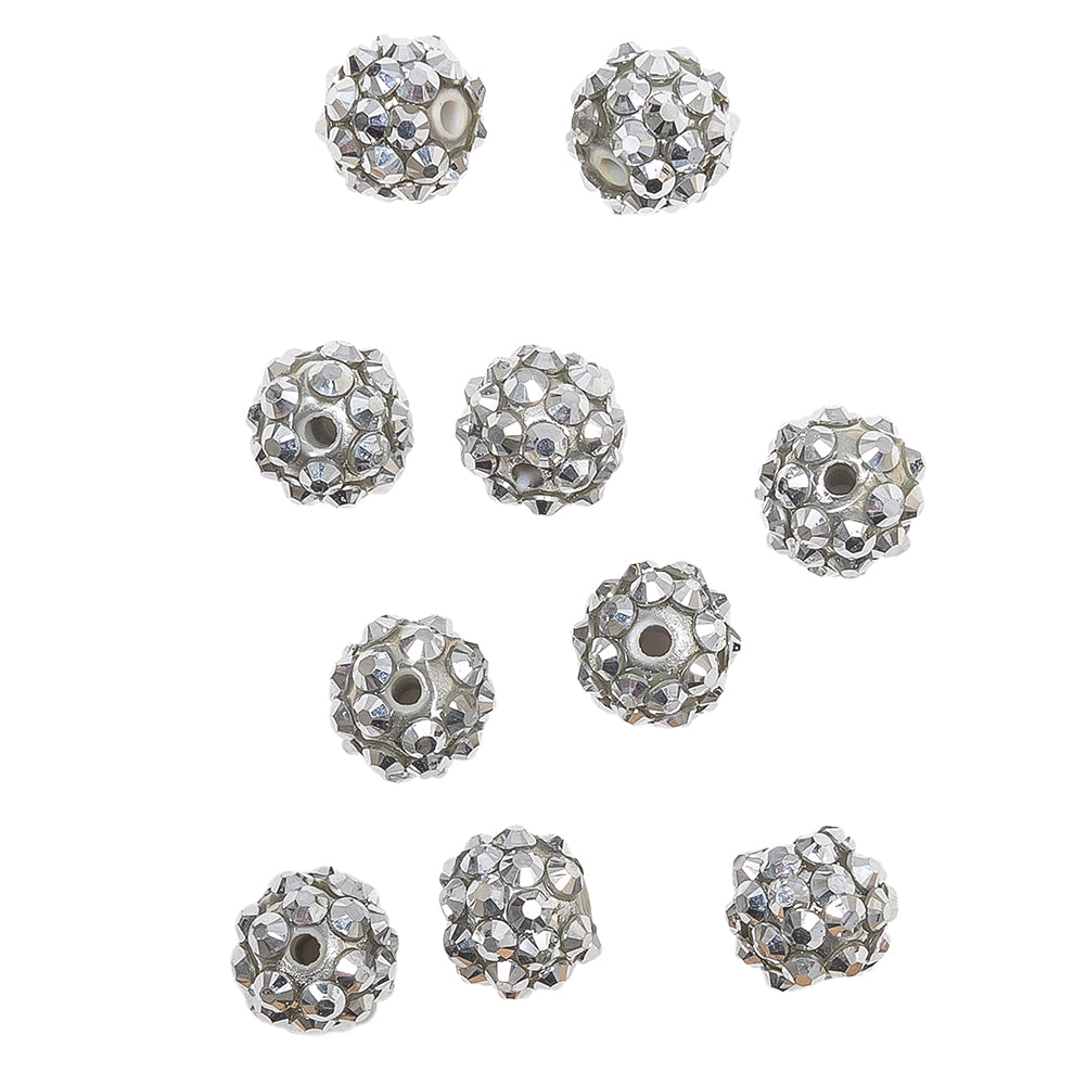 Silver AB Rhinestone and Resin Faceted 12mm Beads - 10pc - Joann Fabrics