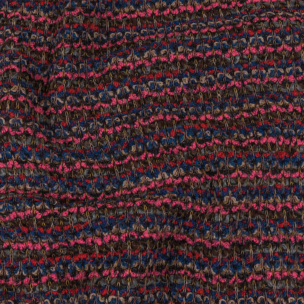 Italian Pink, Blue and Red Striped Boucle Blended Wool Sweater Knit - Joann Fabrics