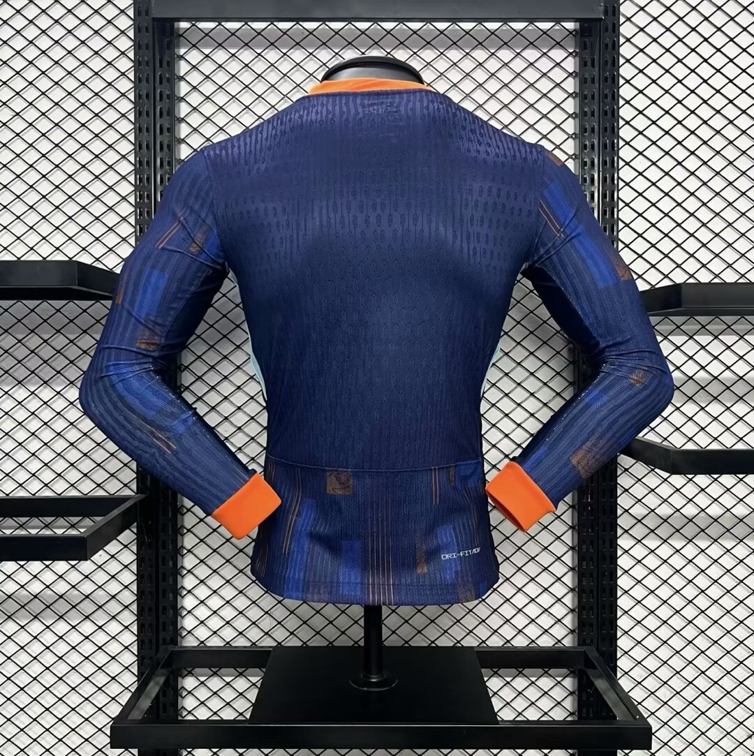 2024-2025 Long Sleeves Player Version Netherlands National Team Away Football Shirt