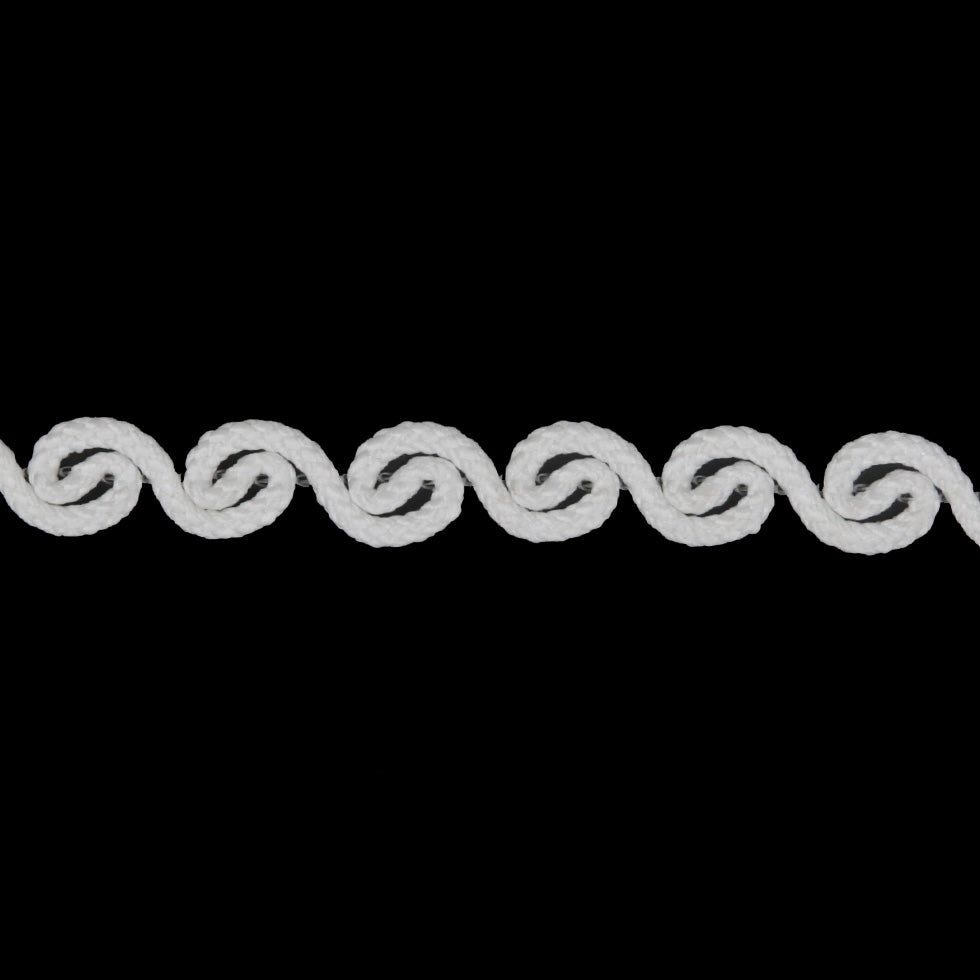 White Swirling Braided Trim - 0.5