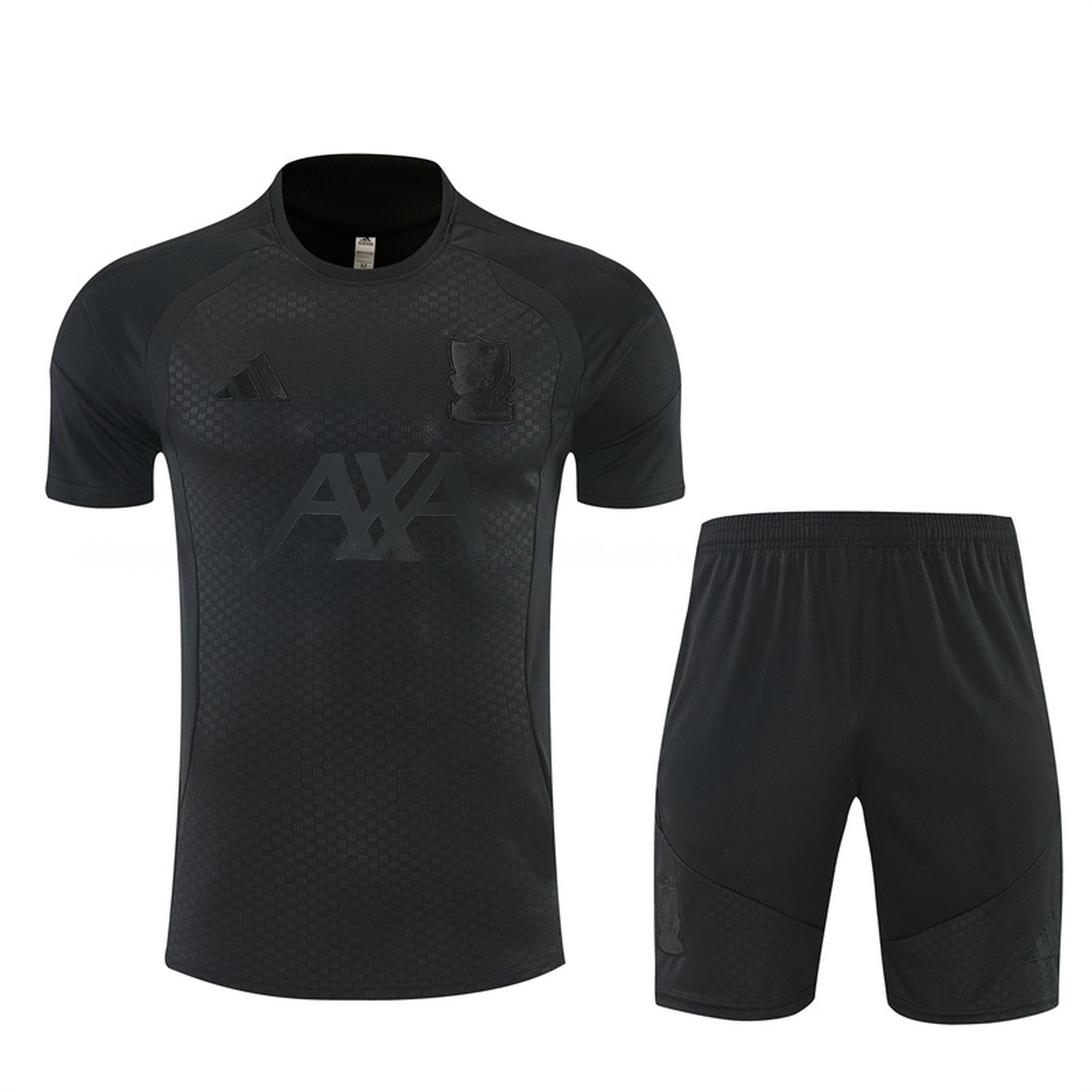 Liver.pool 26-27 Short-Sleeve Training Set - Pure Black Top & Black Shorts - UnitedFutballJersey