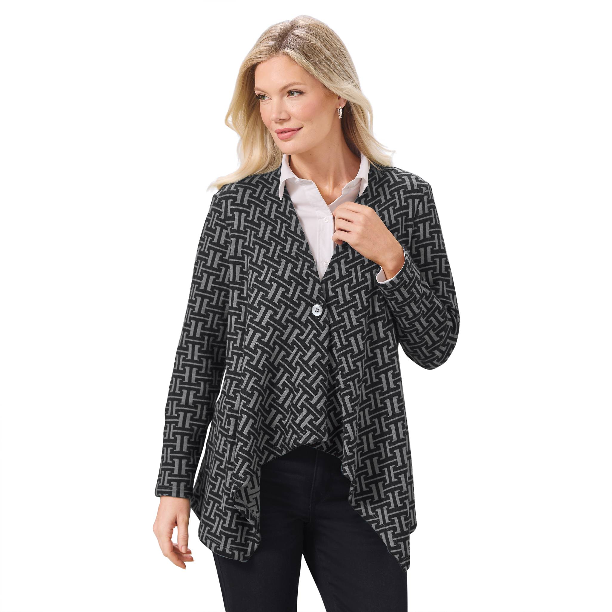 Double-Knit One-Button Cardigan, Supersoft, Great Drape - Northstyle Catalog