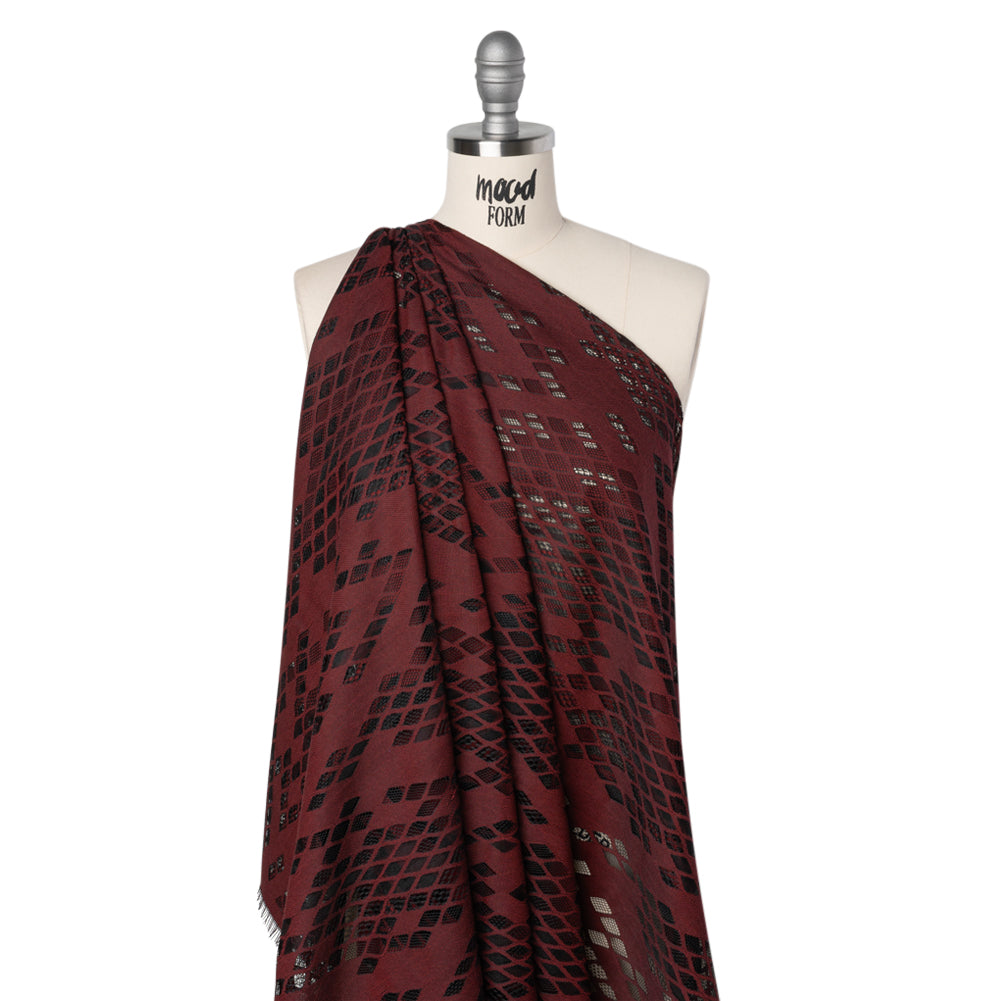 Raschel Lace with Eyelash Fringe Edges - Black and Chocolate Diamond Argyle - Joann Fabrics