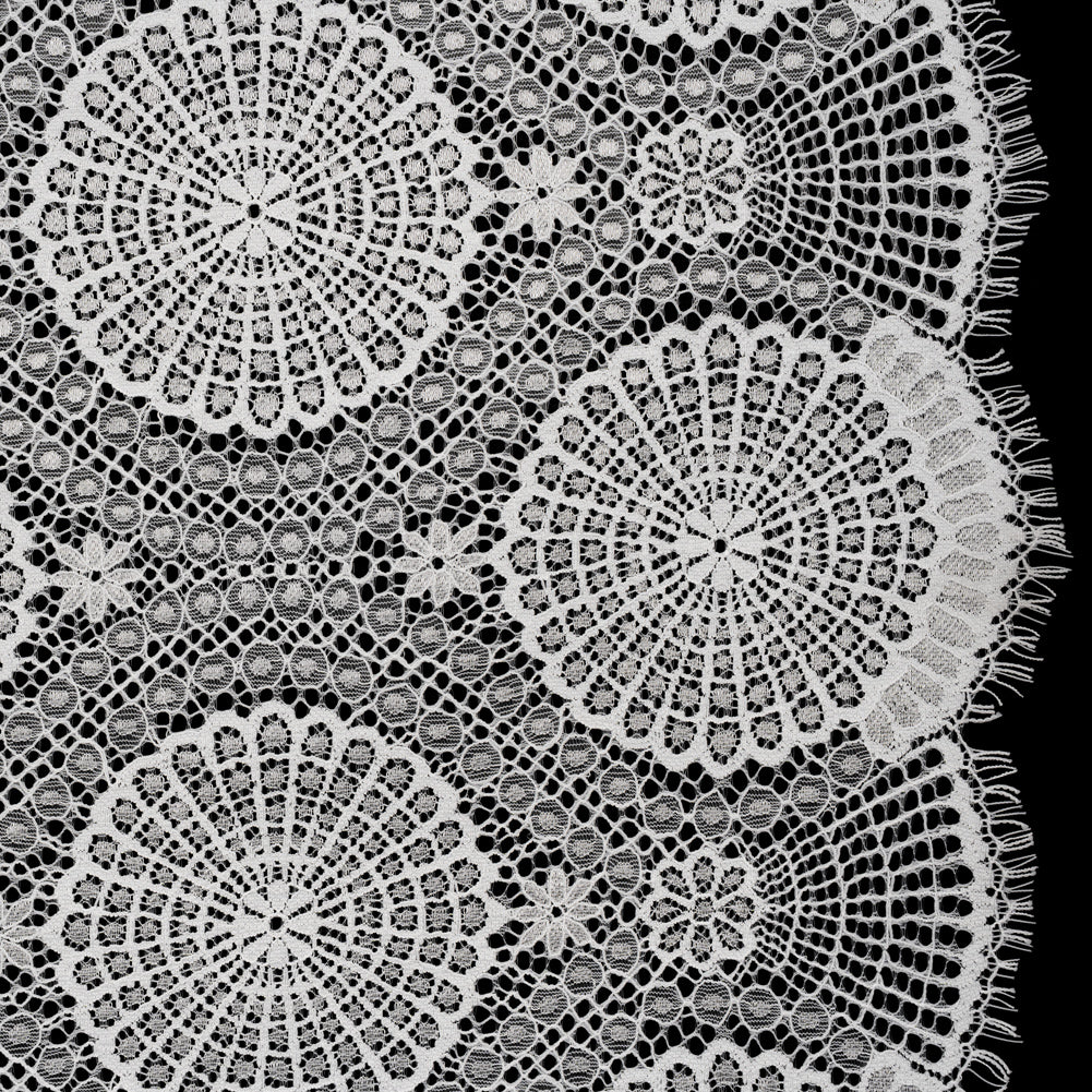 Nylon Raschel Lace Panel with Finished Scalloped Edges - Ivory Floral Medallions - Joann Fabrics