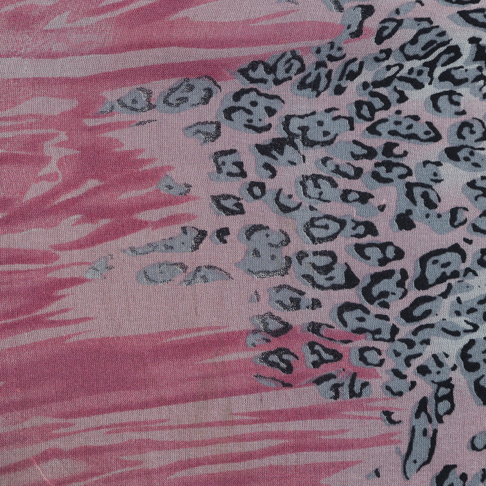 Cool Gray, Yellow, Blue and Pink Cheetah Printed Silk Chiffon - Joann Fabrics