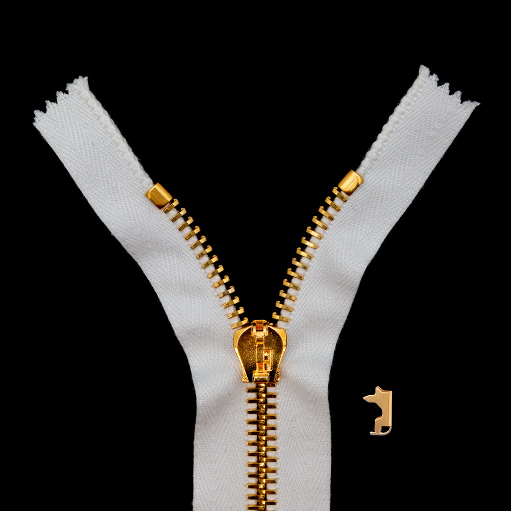 Mood Exclusive Italian Off-White and Gold T8 Closed End Metal Zipper - 9