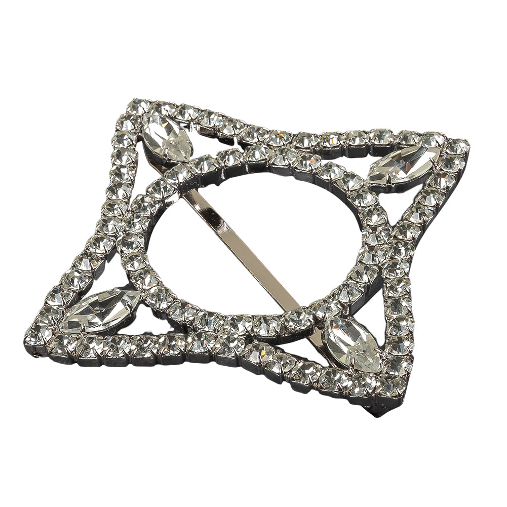 Vintage Crystal Rhinestones and Silver Four Pointed Star Slider - 3.5