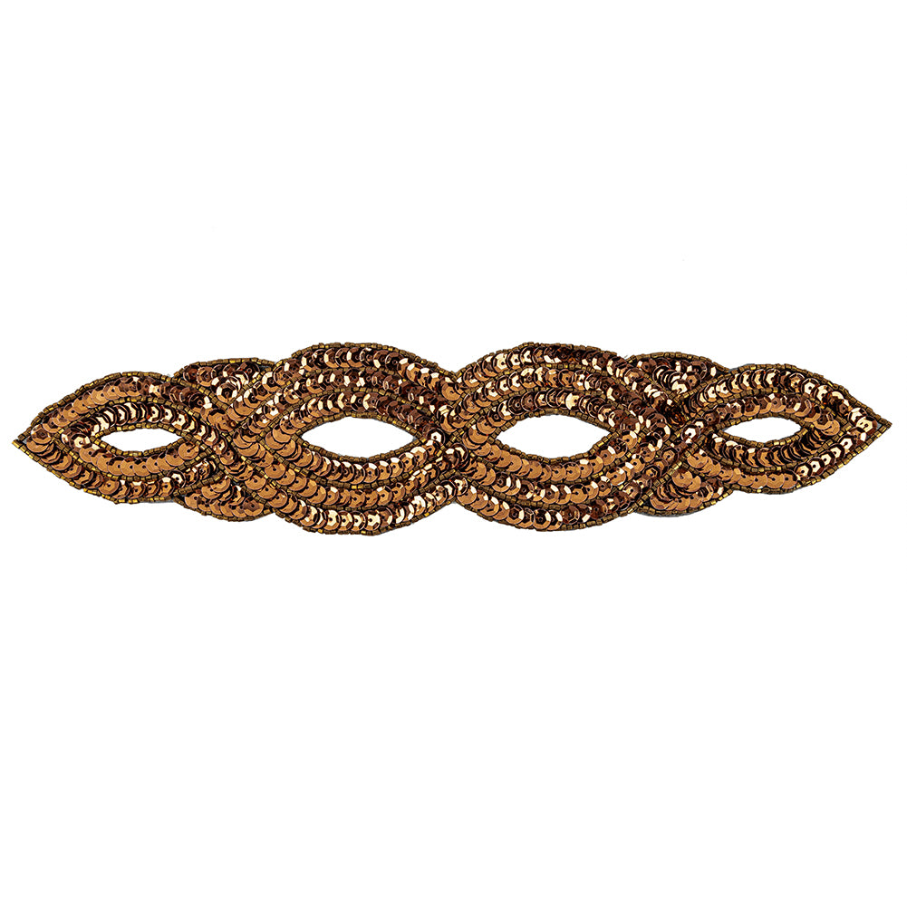 Vintage Bronze Sequins and Beaded Figure Eight Applique - 11
