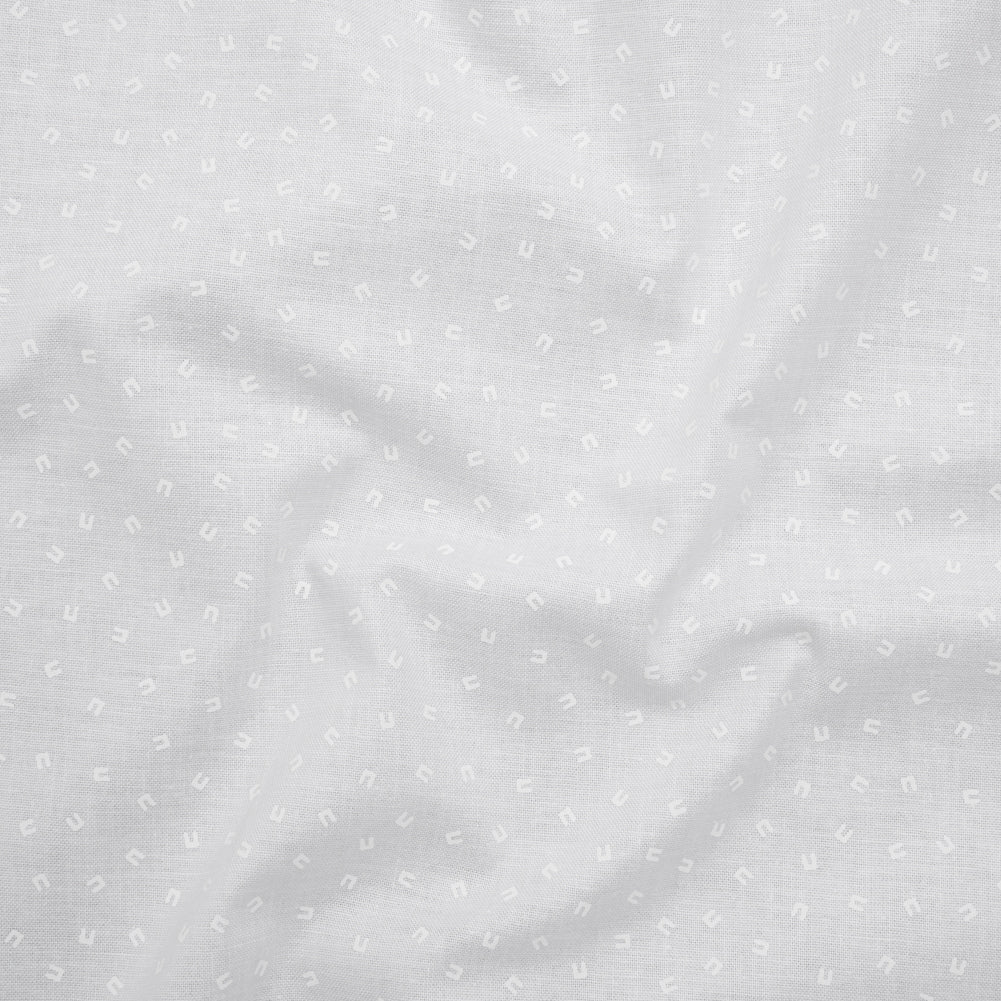 Printed Quilting Cotton by Ghazal Razavi for FIGO Studio - White on White Magnets - Dovetail Collection - Joann Fabrics