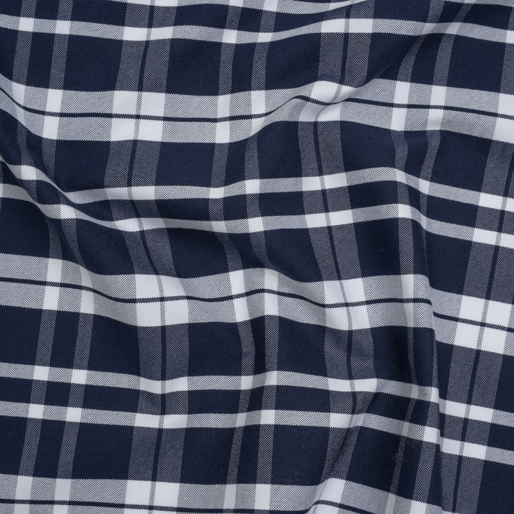 Cotton Oxford Shirting - Dark Blue and White Plaid - Deadstock - Joann Fabrics