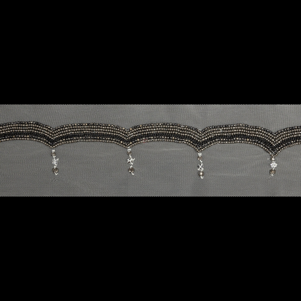 Italian Cloud Dancer Beaded and Scalloped Trim - 3.5