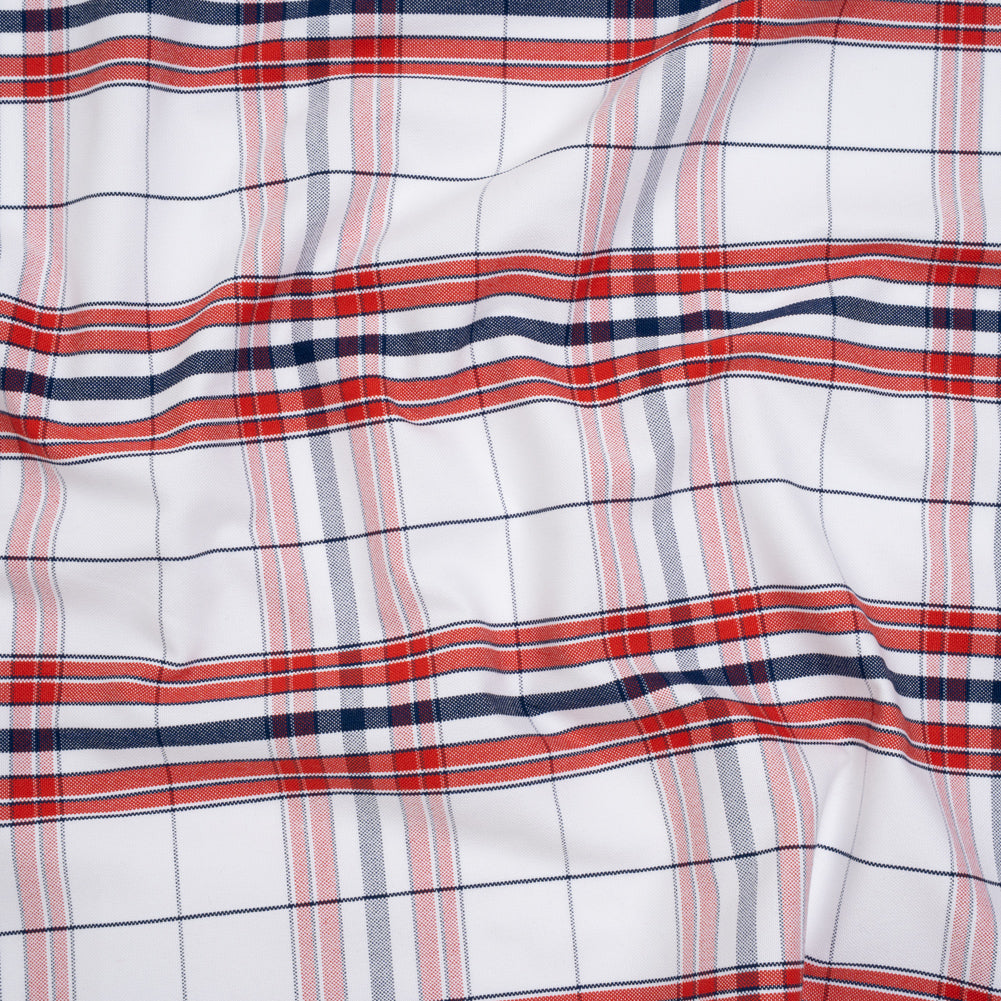 Cotton Oxford Shirting - Navy Blue, Red and White Plaid - Deadstock - Joann Fabrics