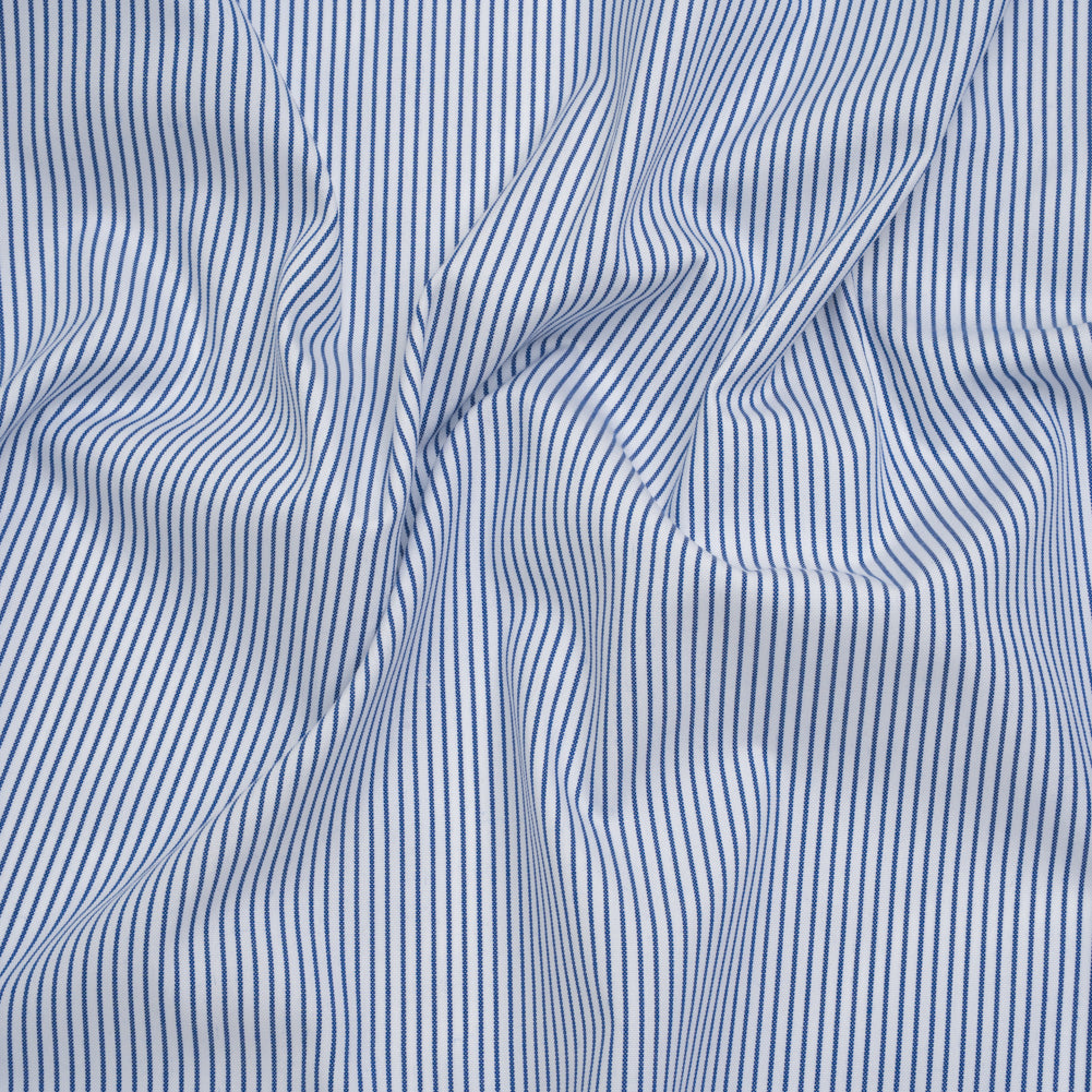 Cotton Shirting - Poseidon Blue and White Stripes - Deadstock - Joann Fabrics