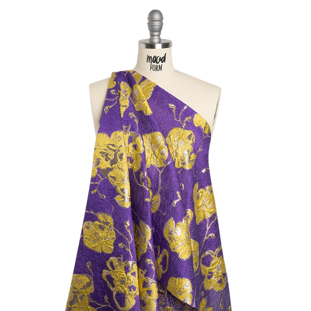 Metallic Brocade - Purple, Yellow and Gold Flowers on Flowers - Joann Fabrics