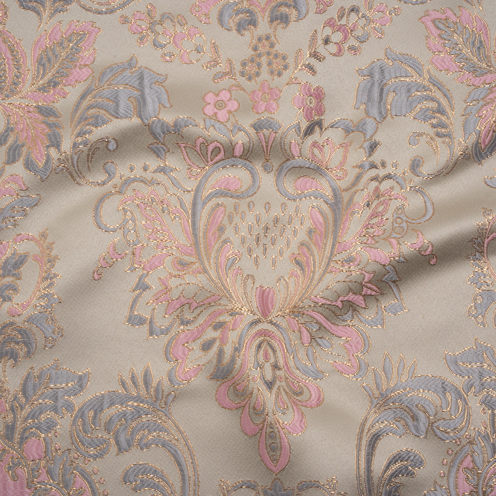 Yaya Han Metallic Duchesse Brocade - Ivory, Pink and Gold Damask Floral - Cosplay Collection - Joann Fabrics