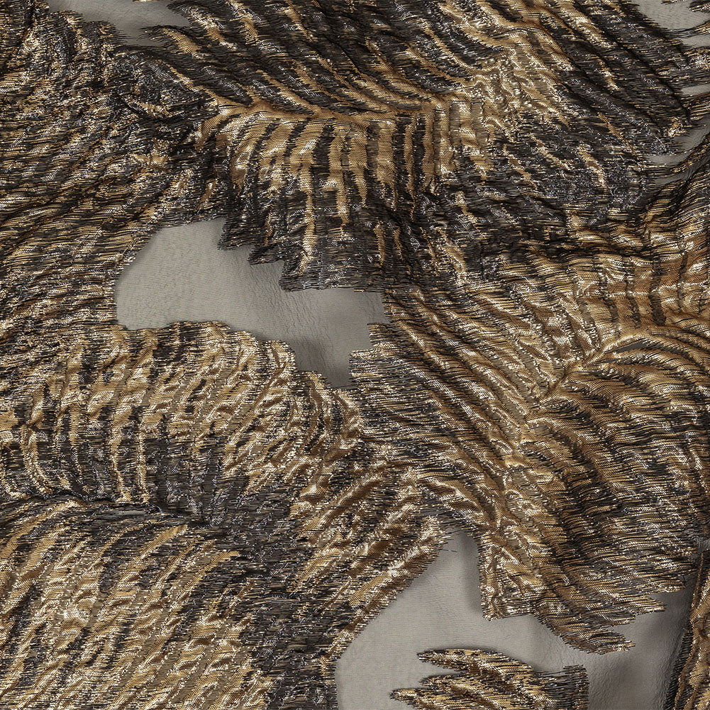 Metallic Gold and Black Leafy Luxury Burnout Brocade - Joann Fabrics