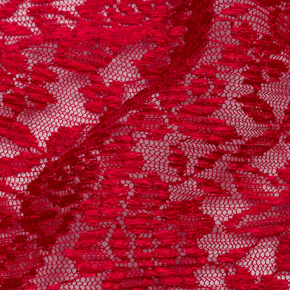Red Floral Pleated Embroidered Lace with Scalloped Edges - Joann Fabrics