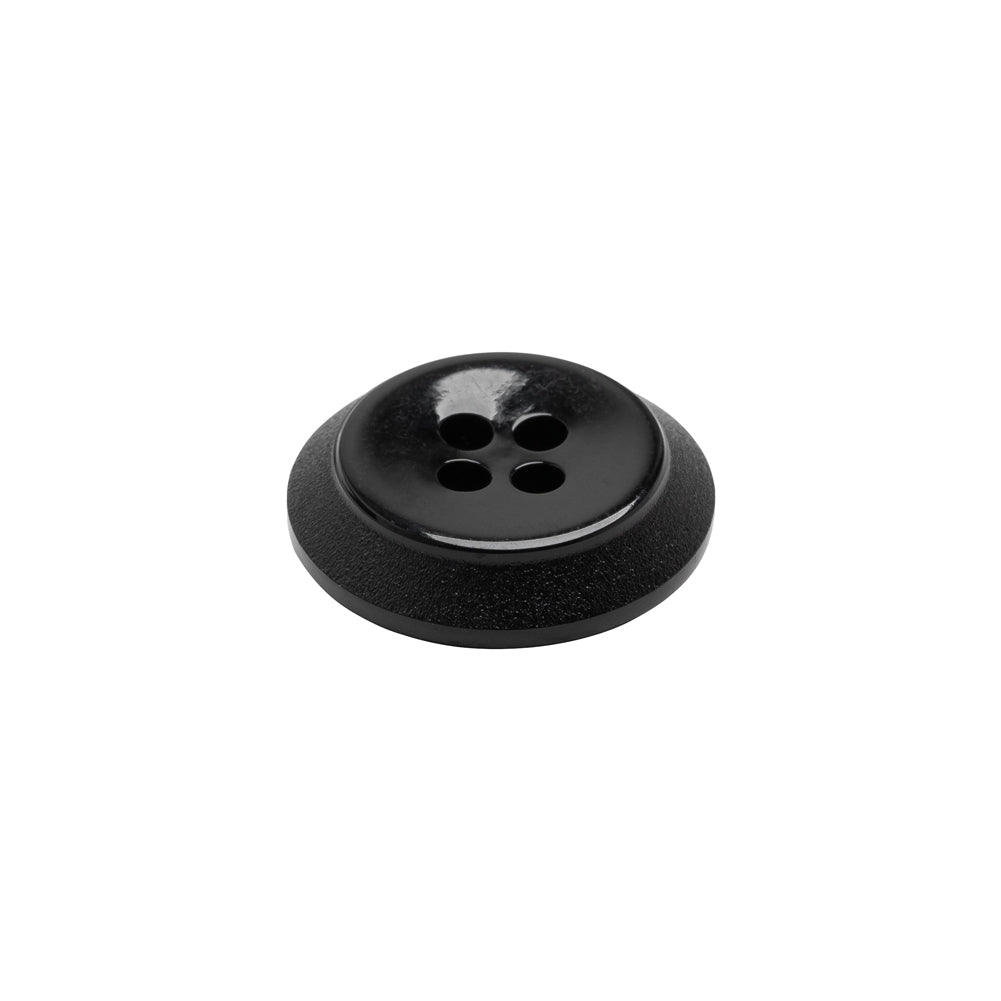 Plastic 4-Hole Button - Black Dish Shaped Matte Rim - 28L/18mm - Joann Fabrics