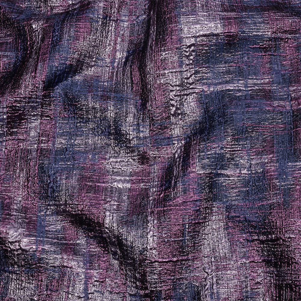 Metallic Orchid, Plum and Navy Distressed Plaid Luxury Brocade - Joann Fabrics