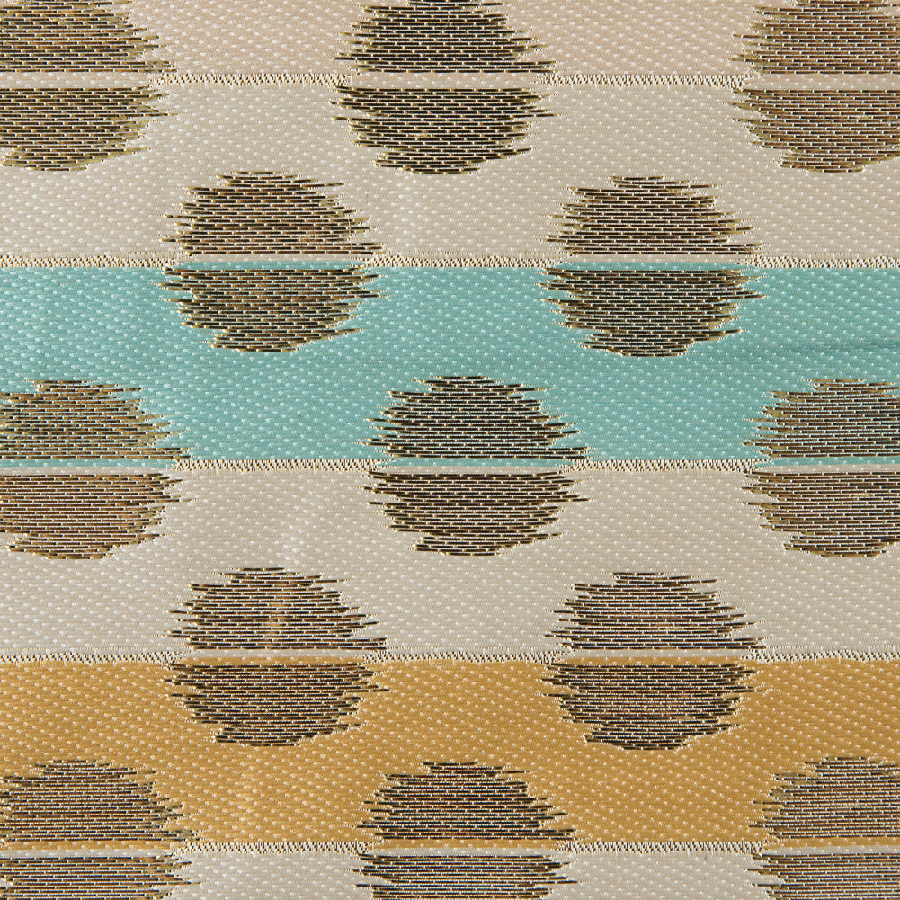 Aqua Sky, Ochre and Metallic Gold Polka Dotted and Striped Brocade - Joann Fabrics