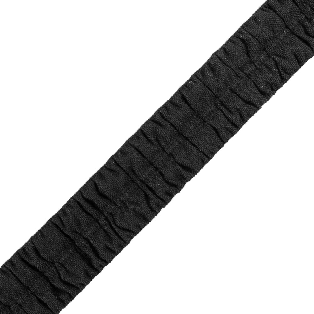 Italian Black Ruched Stretch Wool Trimming - 1.5
