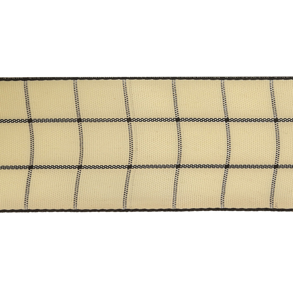 Black and Ethereal Green Windowpane Check Woven Ribbon - 1.5