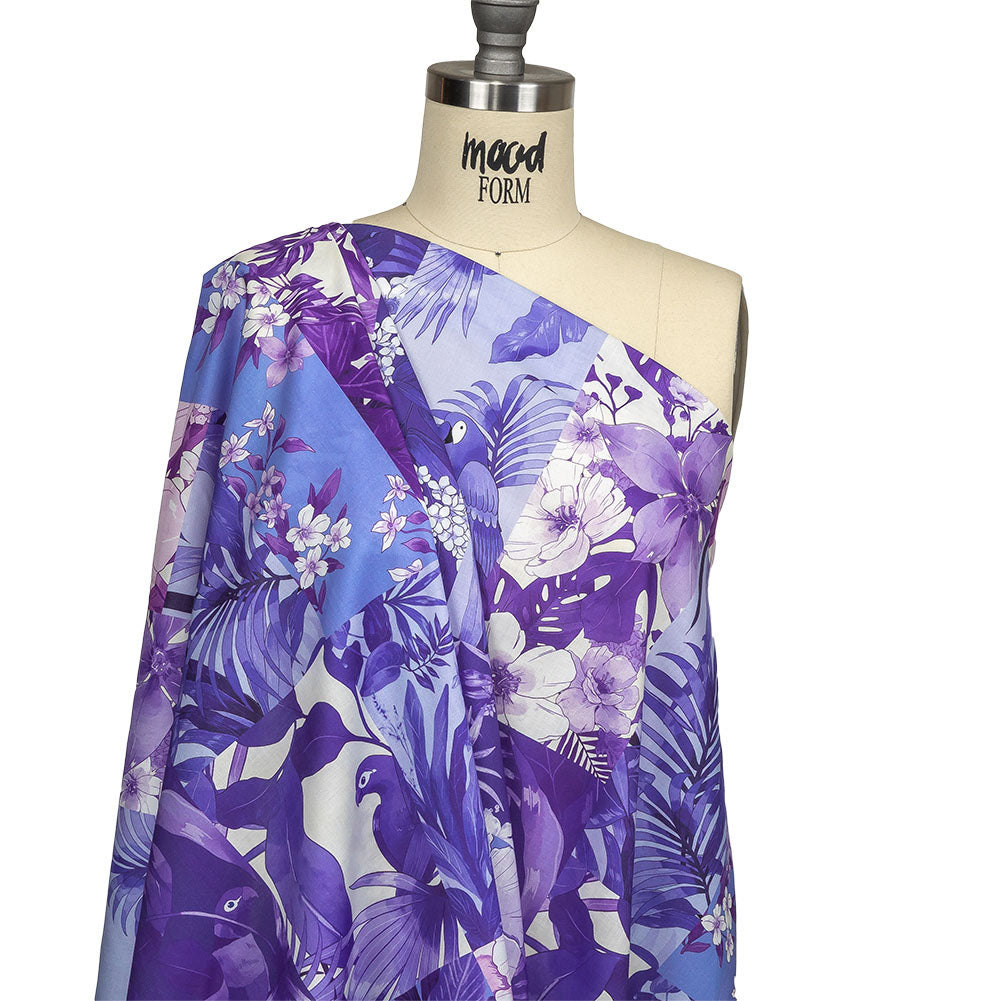 Cotton Voile - Purple Floral Patchwork - Periwinkle Patch Print - Mood Exclusive Indigo Collection - Joann Fabrics